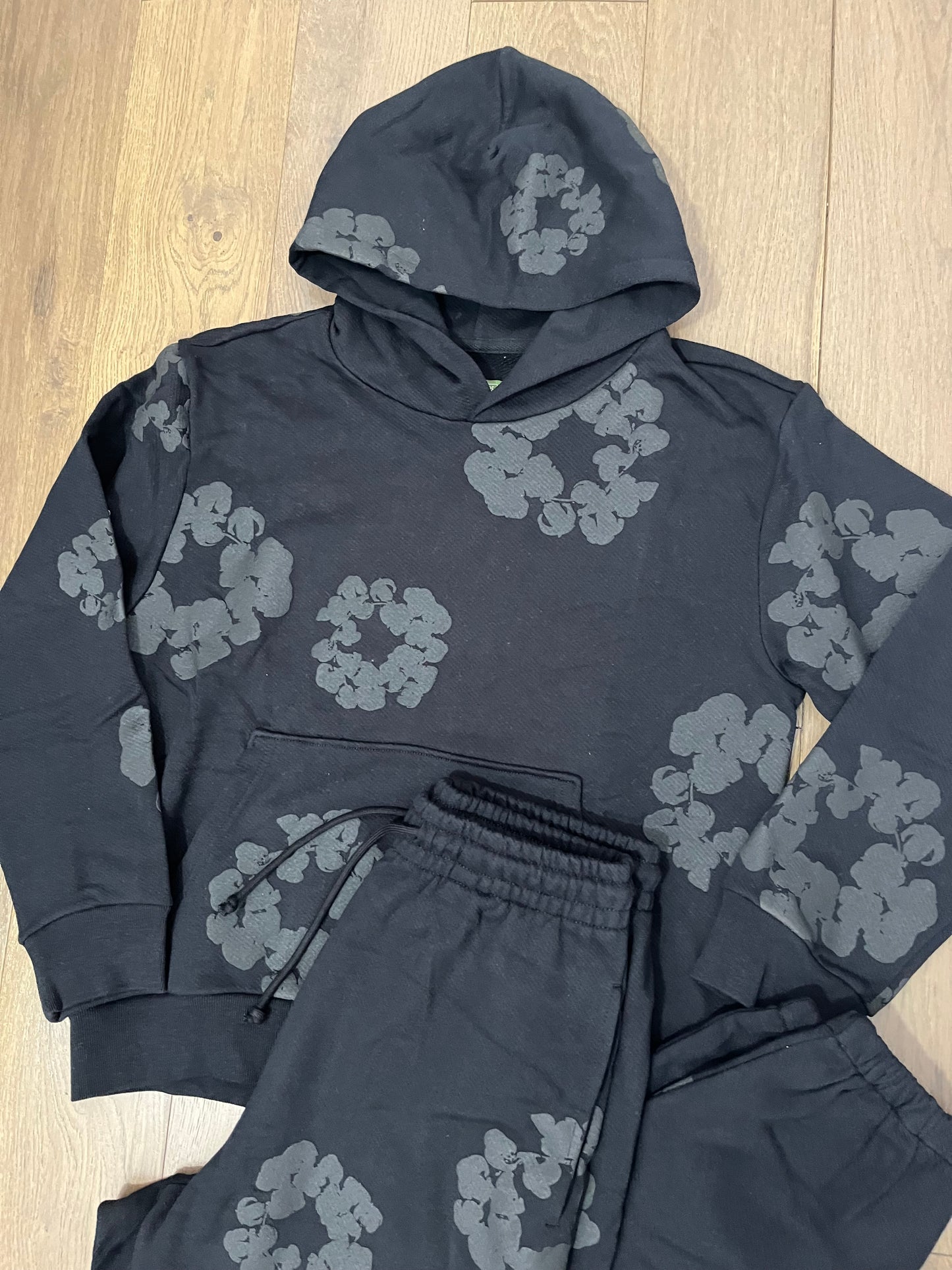 Denim Tears The Cotton Wreath Triple Black Tracksuit