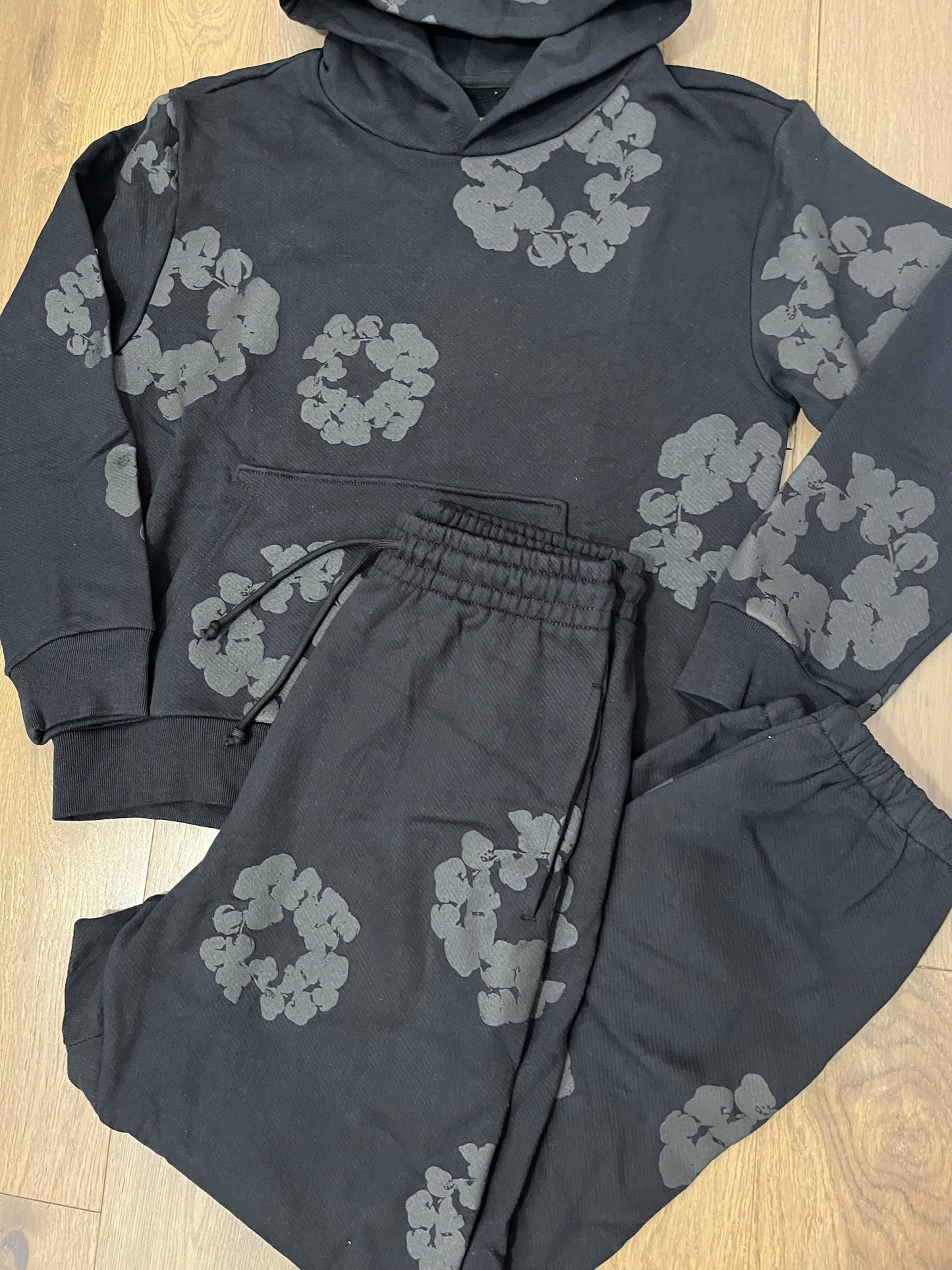 Denim Tears The Cotton Wreath Triple Black Tracksuit