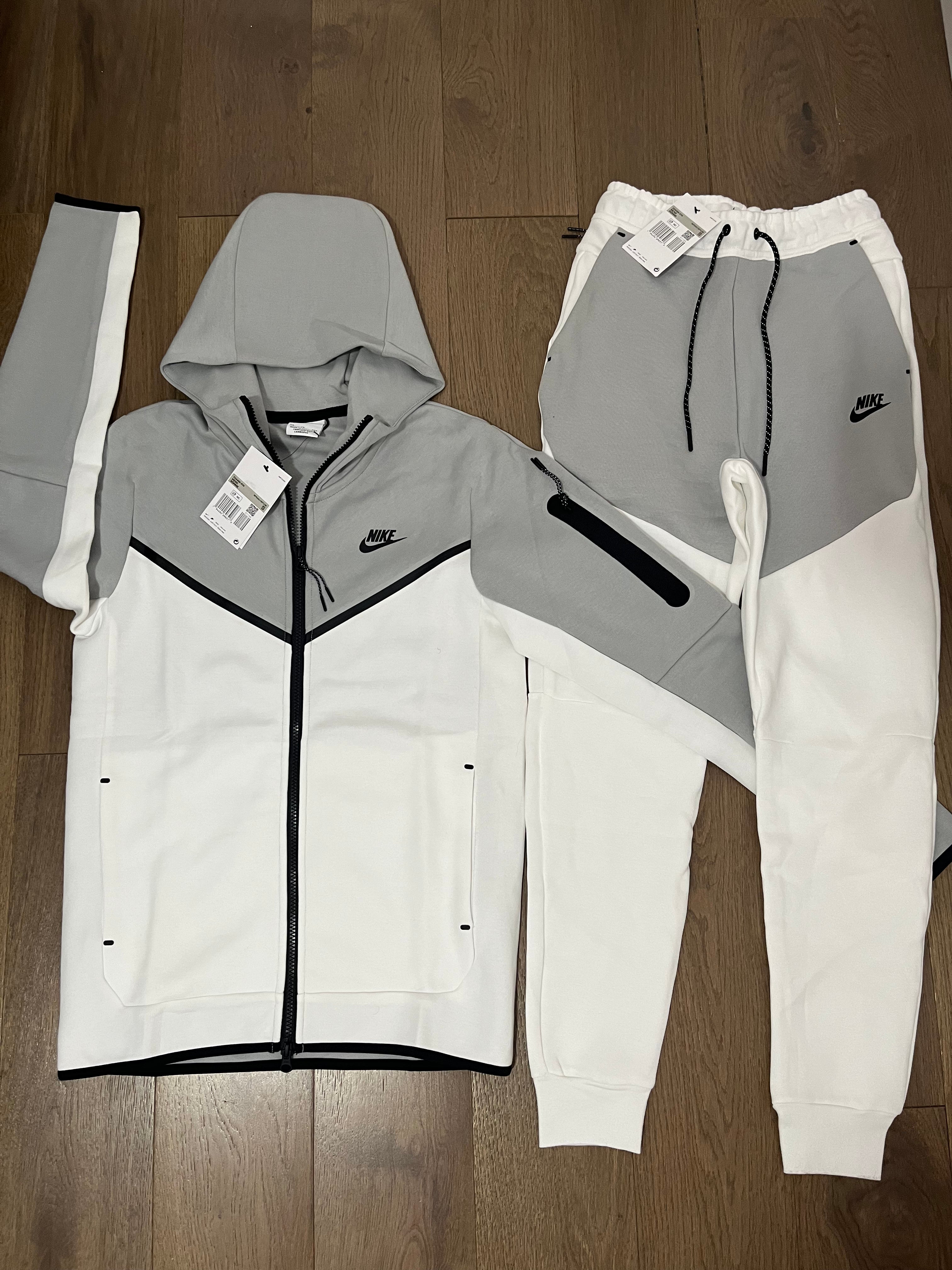 New season tech fleece grey white tracksuit – Garmzplug